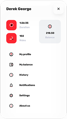 main screen - scooter's app
