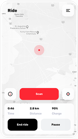 ride screen - scooter's app